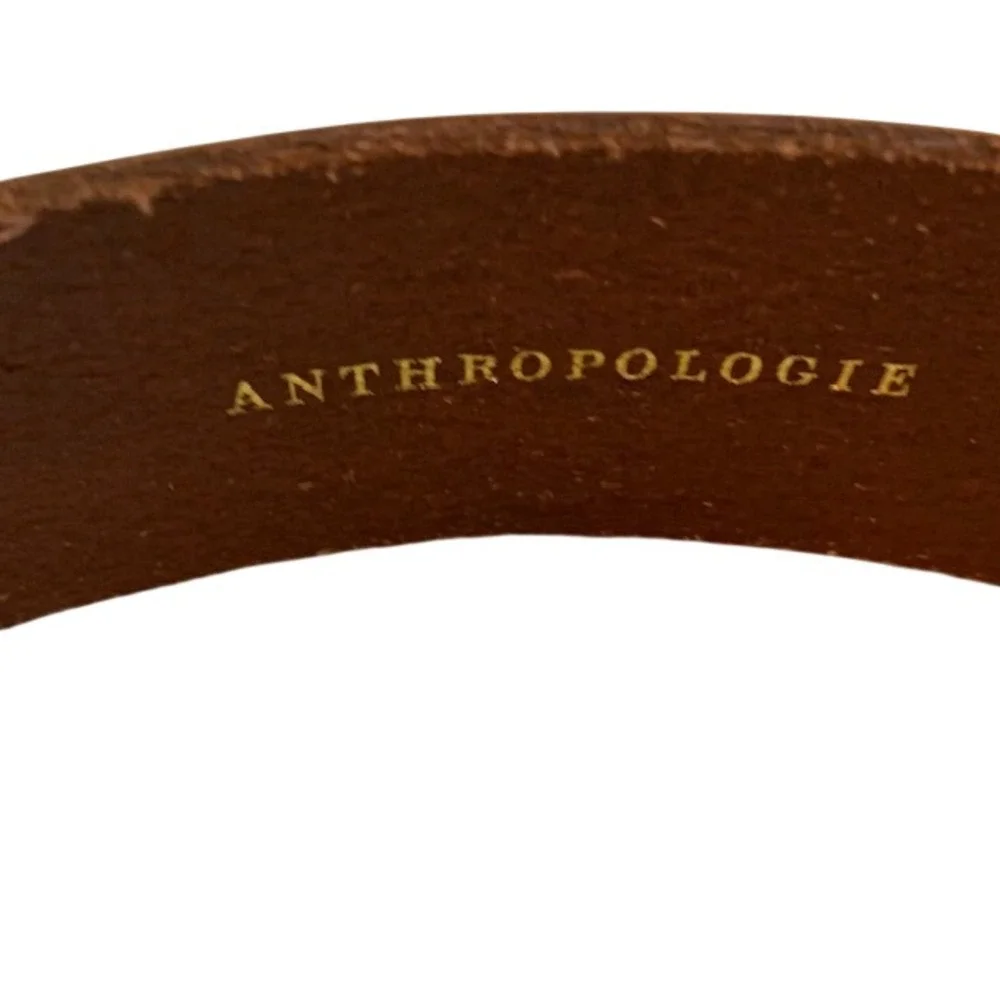 Anthropologie Brown Leather Belt XS Cinch Waist Quiet Luxury Western Boho Gold - Picture 3 of 9